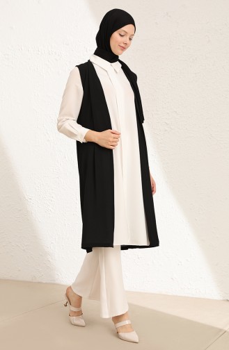 Basic Uzun Yelek 8508-01 Siyah