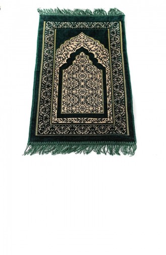Kadife Çocuk Seccadesi Yeşil 39X80 Cm 180 Gr Tesbih Hediyeli
