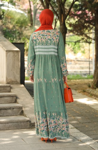 Green Almond Hijab Dress 5073-01