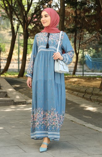 Indigo Hijab Dress 5073-04