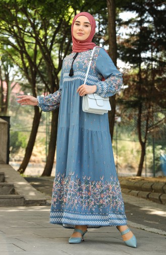 Indigo Hijab Dress 5073-04