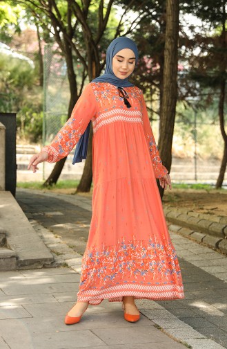 Ziegelrot Hijab Kleider 5073-06