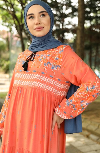 Brick Red Hijab Dress 5073-06