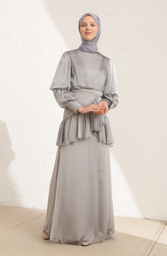 Grau Hijab-Abendkleider 0098-01