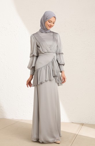 Grau Hijab-Abendkleider 0098-01