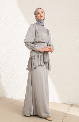 Grau Hijab-Abendkleider 0098-01