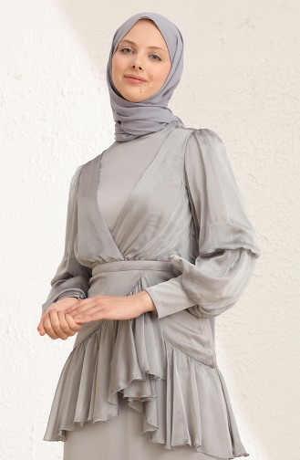 Grau Hijab-Abendkleider 0098-01