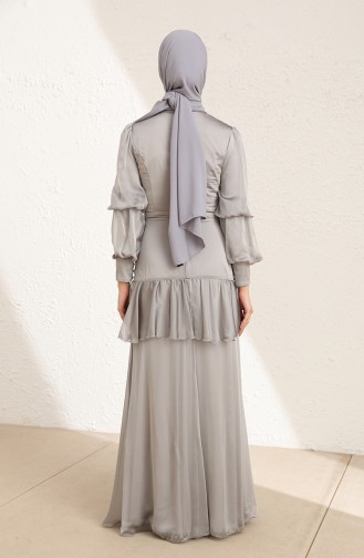 Grau Hijab-Abendkleider 0098-01