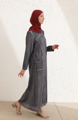 Grau Hijab Kleider 9494-01