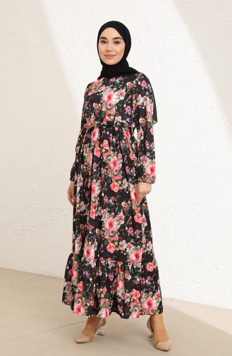 Schwarz Hijab Kleider 3802E-01
