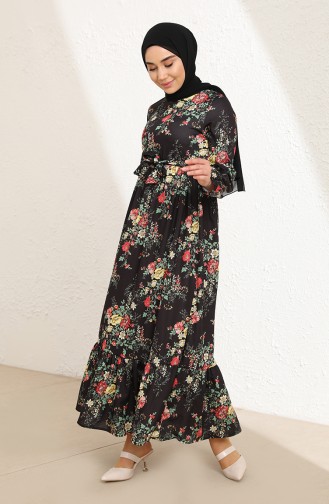 Grün Hijab Kleider 3802L-01