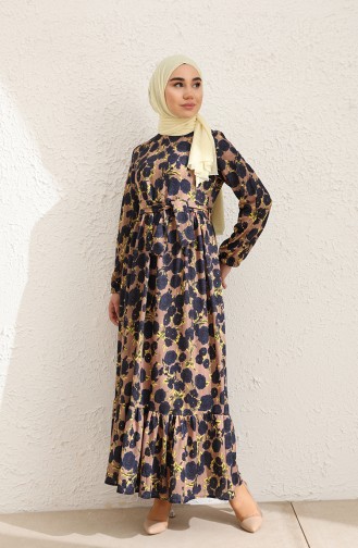 Navy Blue Hijab Dress 3802M-01