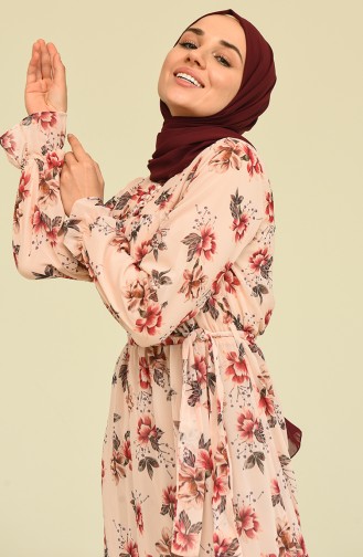 Beige Hijab Kleider 0900-05