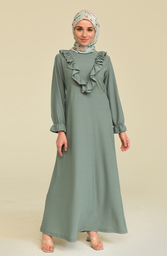 Green Almond Hijab Dress 3273-02