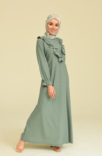 Green Almond Hijab Dress 3273-02