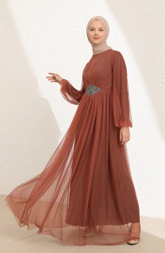 Tan Hijab Evening Dress 5423-05