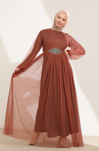 Tan Hijab Evening Dress 5423-05
