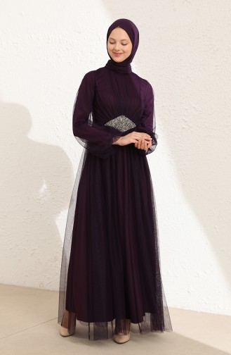 Purple Hijab Evening Dress 5423-06