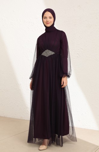 Purple Hijab Evening Dress 5423-06