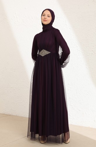 Purple Hijab Evening Dress 5423-06