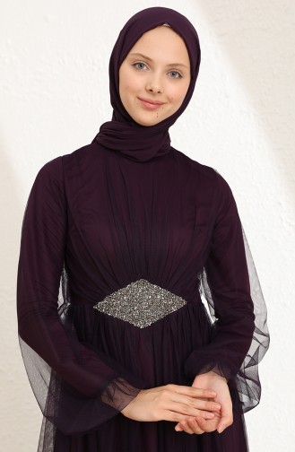 Purple Hijab Evening Dress 5423-06