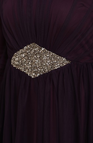 Purple Hijab Evening Dress 5423-06