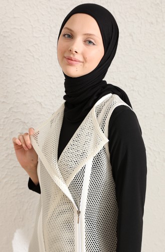 Gilet Sans Manches Ecru 0474-01