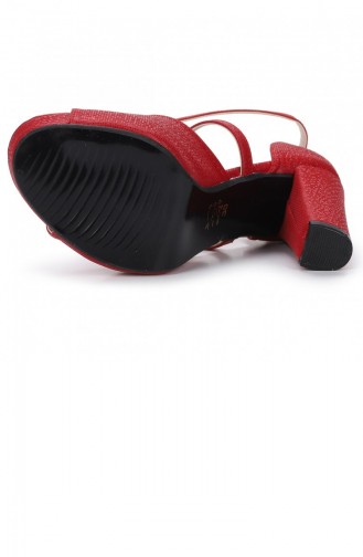 Ayakland 3210 2058 Mercan Abiye 11 Cm Platform Topuk Bayan Sandalet Ayakkabı Kırmızı