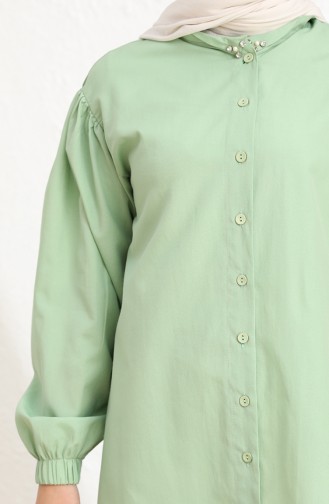 Kolları Büzgülü Gömlek 15043-04 Açık Mint Yeşili