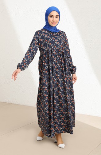 Navy Blue Hijab Dress 1777-02