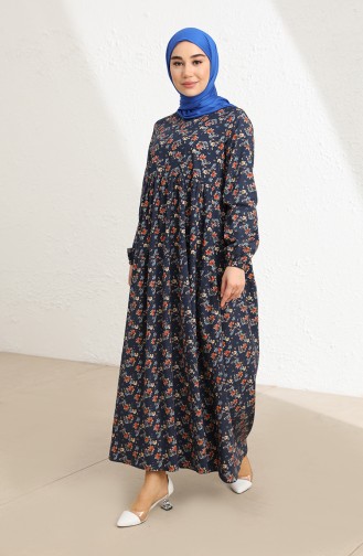 Navy Blue Hijab Dress 1777-02