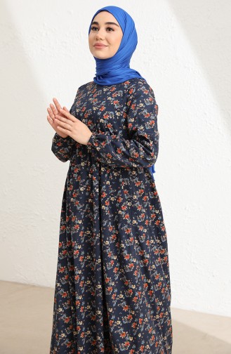 Navy Blue Hijab Dress 1777-02