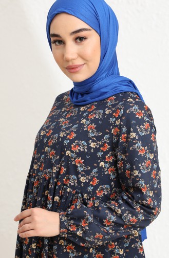 Navy Blue Hijab Dress 1777-02