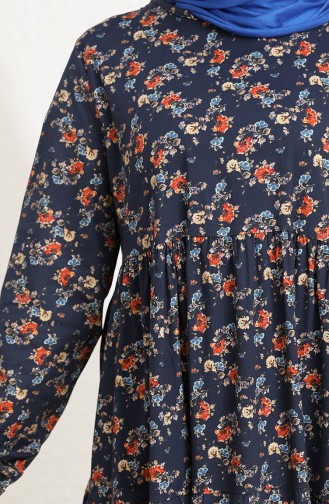 Navy Blue Hijab Dress 1777-02