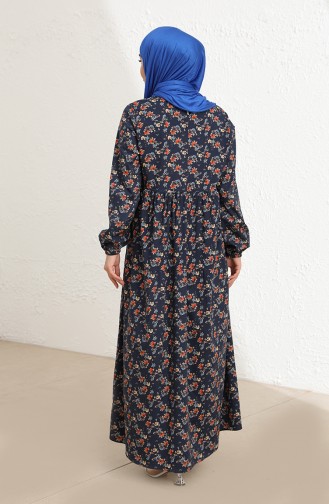 Navy Blue Hijab Dress 1777-02