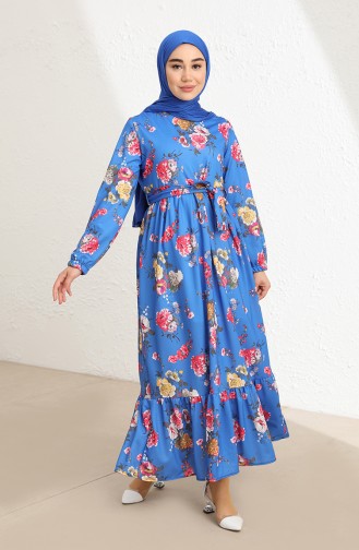 Saks-Blau Hijab Kleider 3802C-01