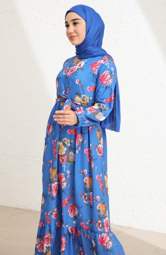 Saks-Blau Hijab Kleider 3802C-01