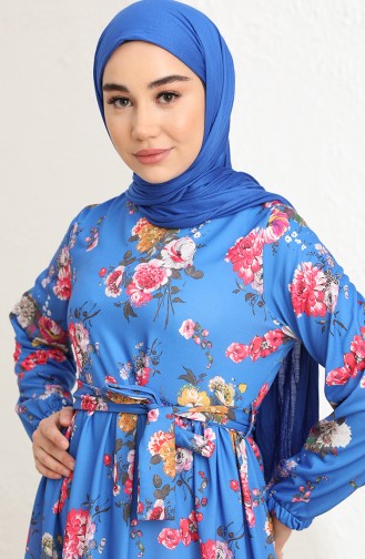 Saks-Blau Hijab Kleider 3802C-01
