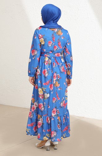 Saks-Blau Hijab Kleider 3802C-01