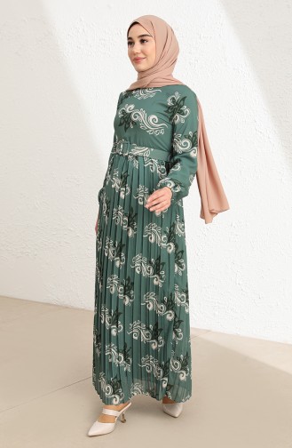 Grün Hijab Kleider 0883-04