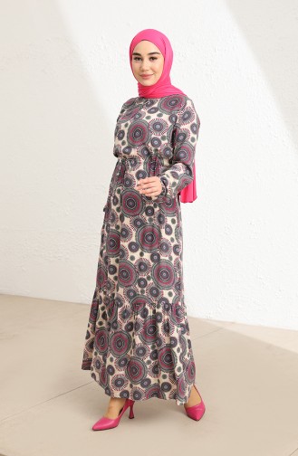 Cream Hijab Dress 85002-01