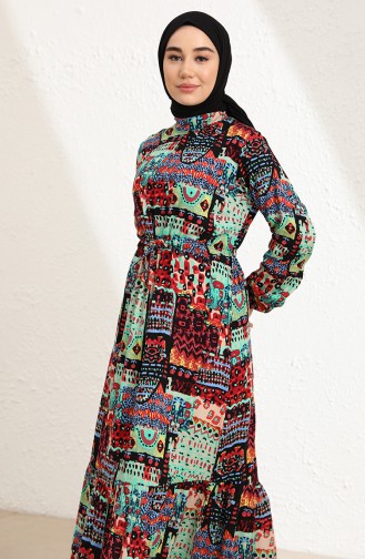 Grün Hijab Kleider 85002D-01