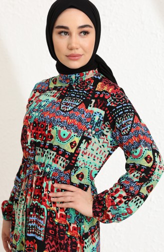 Grün Hijab Kleider 85002D-01