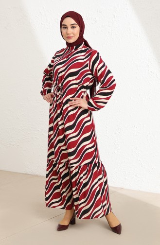 Weinrot Hijab Kleider 85002E-01