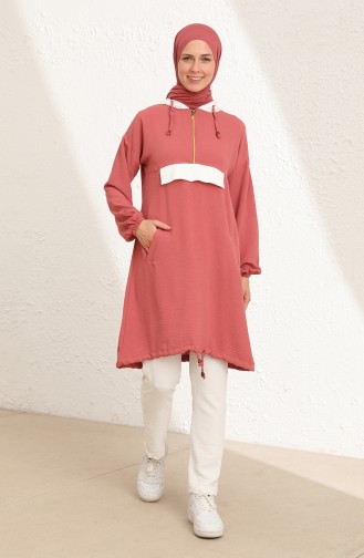 Aerobin Kumaş Tunik Pantolon İkili Takım 0667-05 Gül Kurusu
