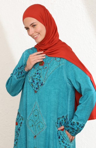 Petroleum Hijab Kleider 6161-03