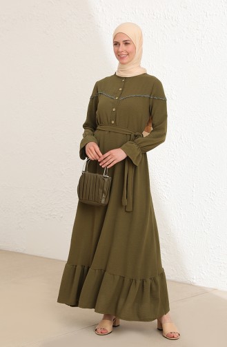 Khaki Hijab Kleider 1002-03