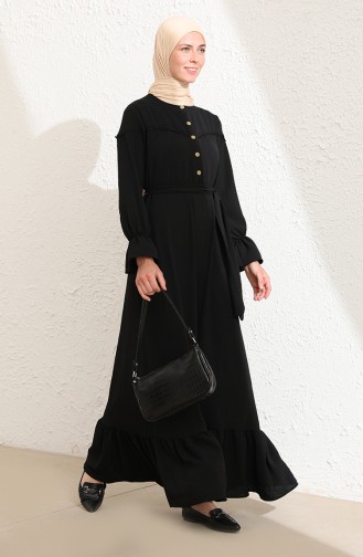 Schwarz Hijab Kleider 1002-07