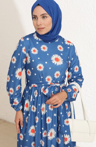 Blau Hijab Kleider 3801D-01