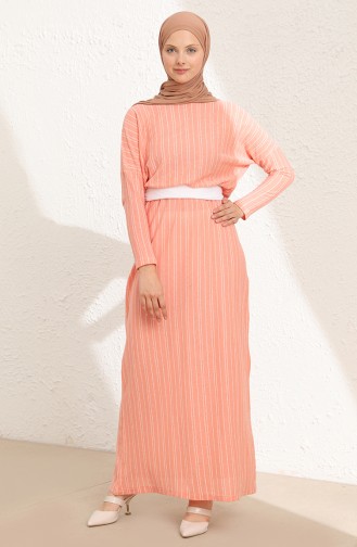 Gelblichrosa Hijab Kleider 8506-03